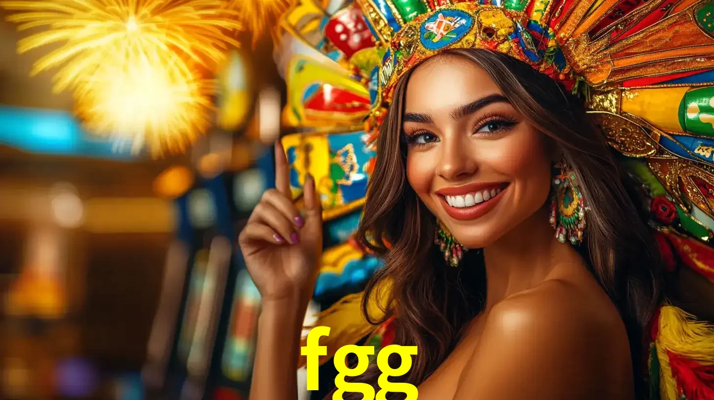 Mulher sorridente com um cocar de carnaval vibrante e colorido, celebrando uma grande vitória nos jogos do cassino fgg com fogos de artifício ao fundo.