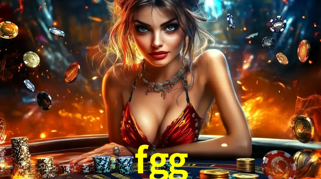 Mulher em uma mesa de cassino com pilhas de fichas e um fundo de fogo, pronta para uma rodada de altas apostas nos jogos de mesa emocionantes do cassino fgg.